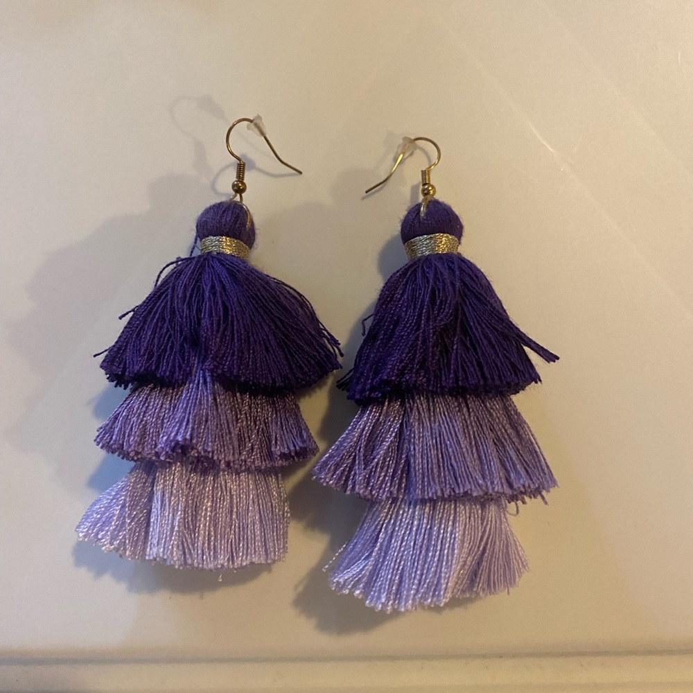 Purple Ombré Tassel Earrings